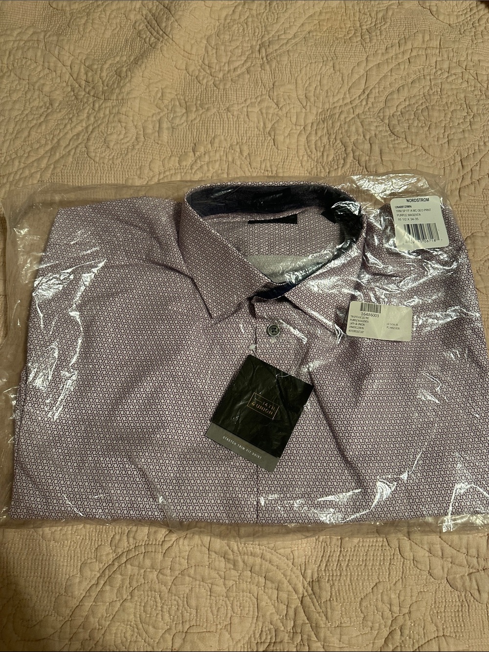14th & Union Men's Dress Shirt - Light Purple Microprint